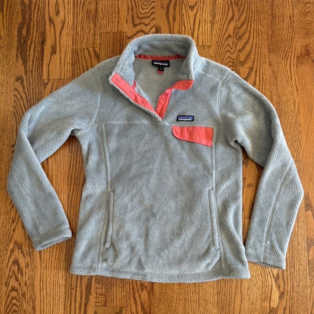 Patagonia Gray Fleece Jacket with Coral Accent
